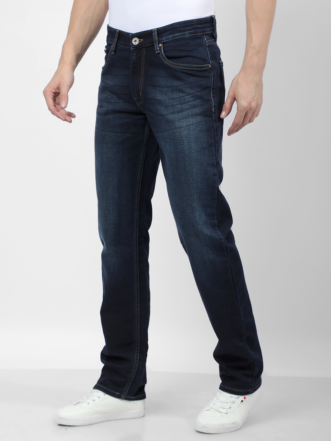 Numero Uno Men Faded Dark Blue Jeans
